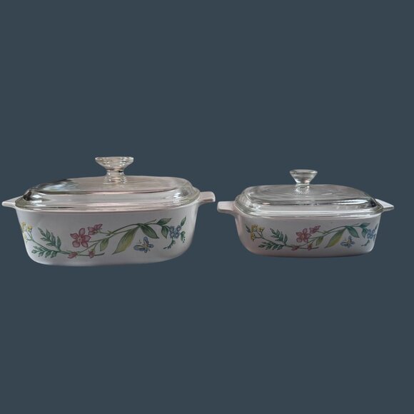 Vintage Corningware "My Garden" 1.5 Liter & 1 Liter Casserole Set - Picture 1 of 5